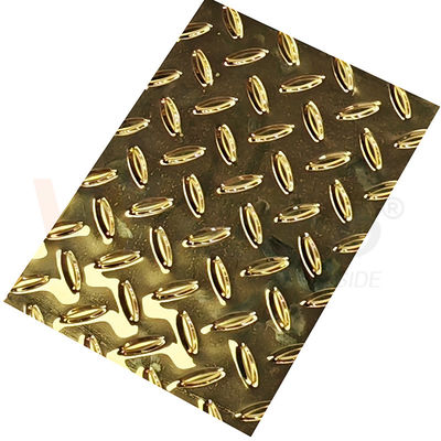 качество  Rice Grain Diamond Embossed Stainless Steel Sheet Anti Skid Plate With Titanium Gold Color завод