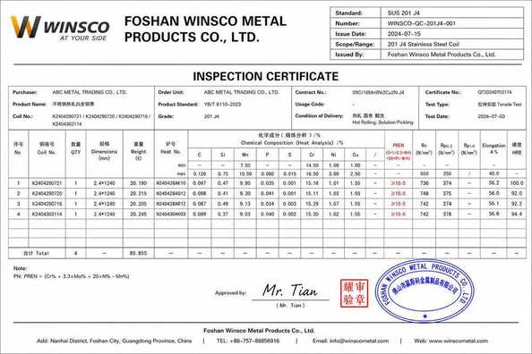 Китай (GuangDong)Foshan Winsco Metal Products Co., Ltd. Сертификаты